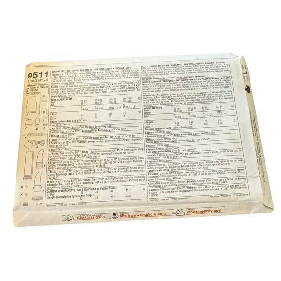 Simplicity Pattern 9511 Grooves Juniors Fleece Winter Hats Mittens Vest Purse - Picture 3 of 4